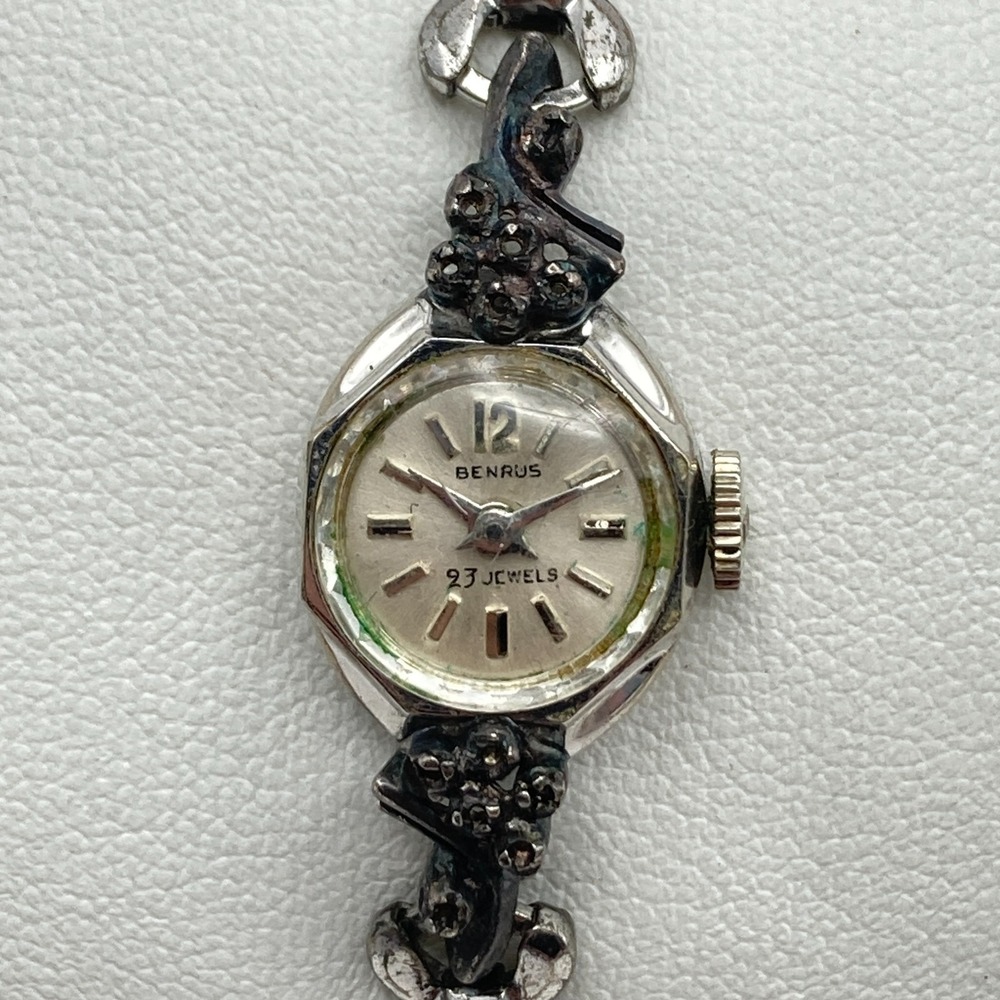 Vintage Benrus Women's Watch 10K RGP Silver Tone 23J Cocktail Manual Wind Up 6"